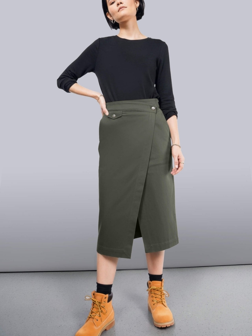 Wildfang The Essential Cotton Twill Utility Wrap Skirt - Picture 11 of 15